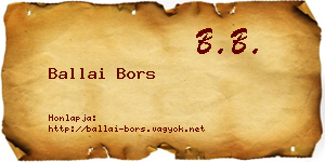 Ballai Bors névjegykártya